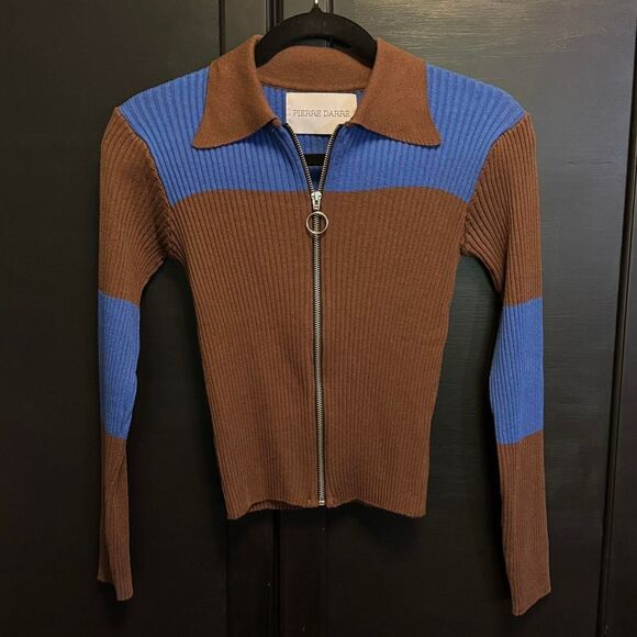 Pierre Darré Women's Brown and Blue Jumper - Picture 1 of 6